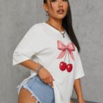 Women Graphic Printed Round Neck Cotton Oversized T-shirt