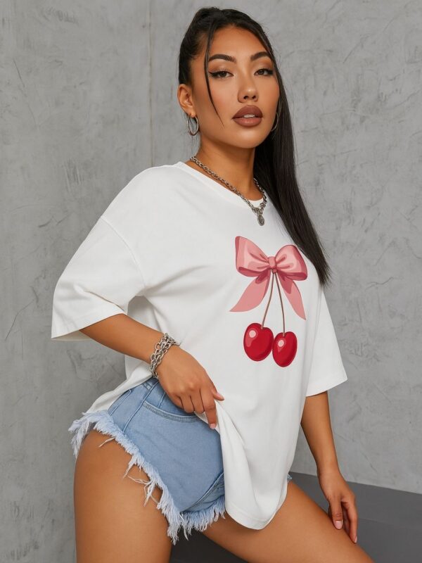 Women Graphic Printed Round Neck Cotton Oversized T-shirt