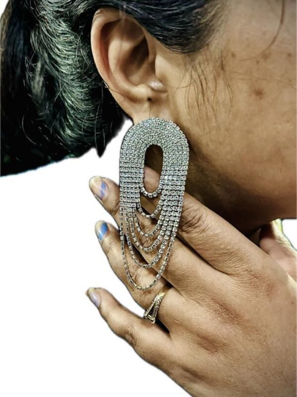 Rhinestone Studded Necklace & Earrings - Image 3