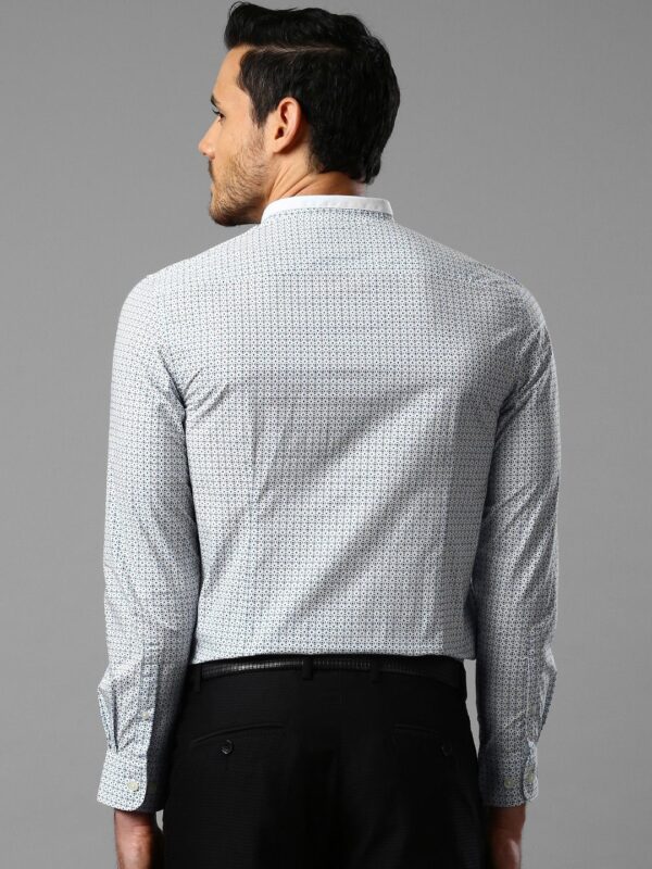 White Printed Slim Fit Sustainable Formal Shirt - Image 2
