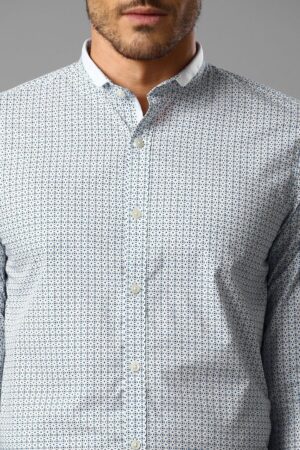 White Printed Slim Fit Sustainable Formal Shirt