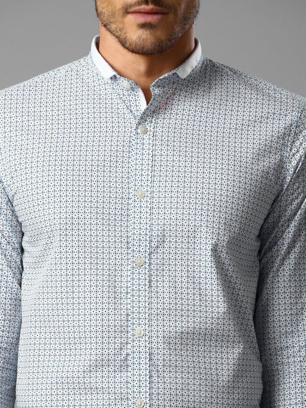 White Printed Slim Fit Sustainable Formal Shirt