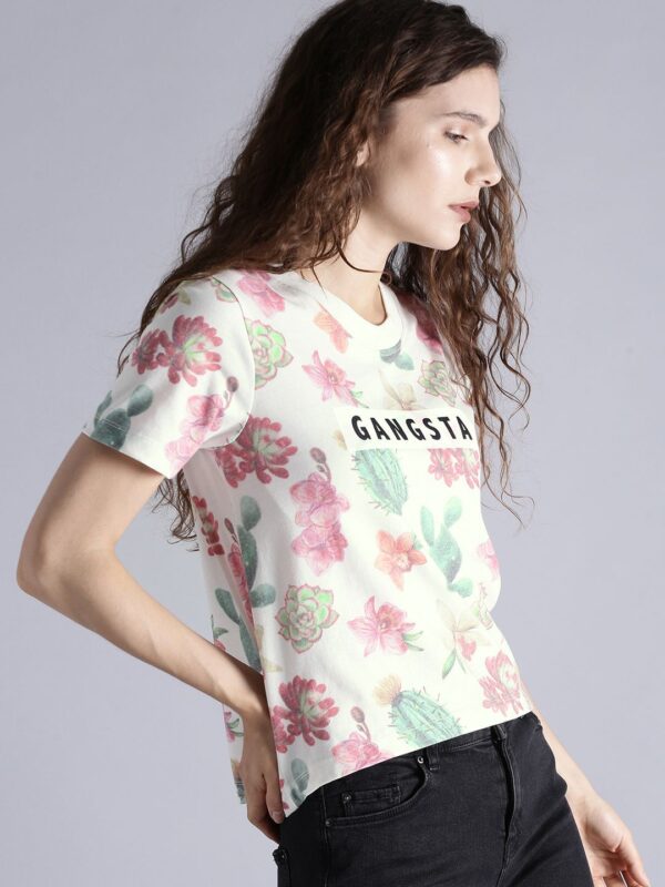 Women Floral Relaxed Printed T-shirt - Image 2
