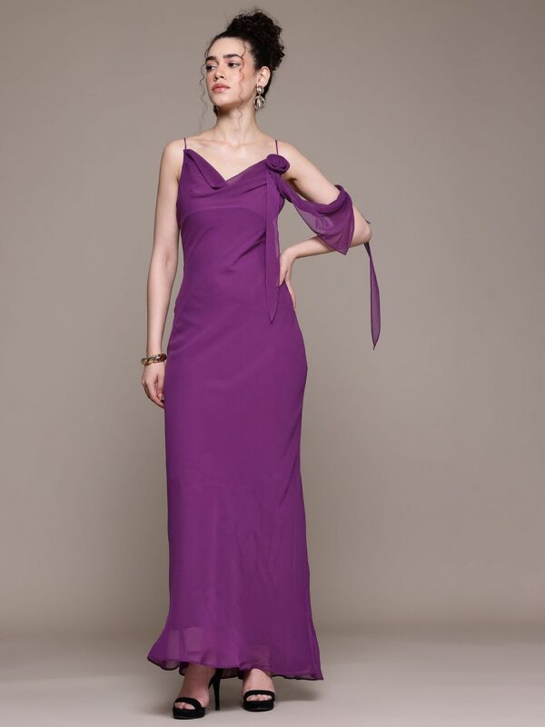 Shoulder Straps Flower Detail Maxi Dress - Image 3