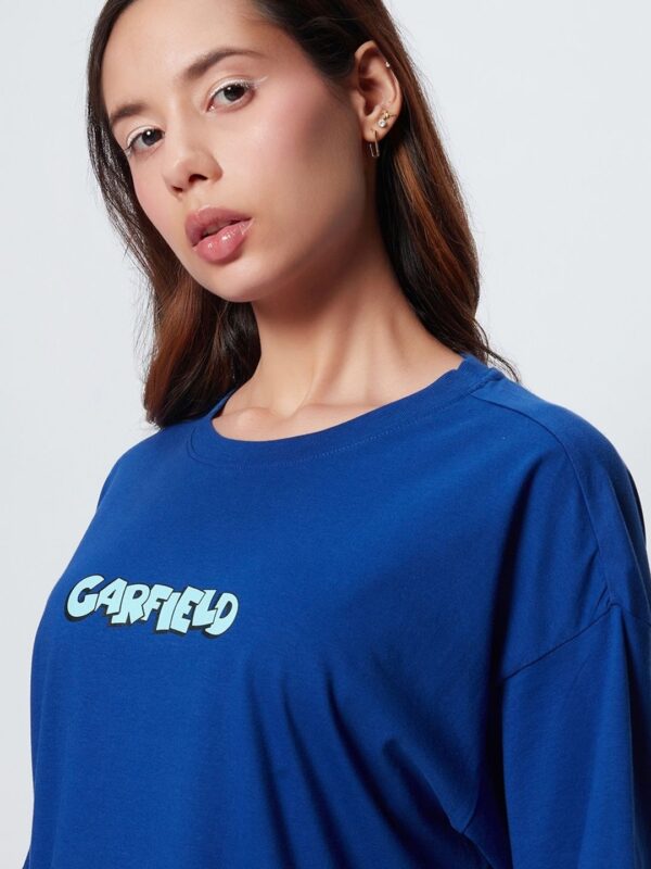 Bewakoof x OFFICIAL GARFIELD MERCHANDISE Lazy Garfield Graphic Printed Oversized T-shirt - Image 2