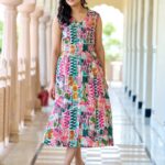 Floral Printed Cotton Fit & Flare Dress