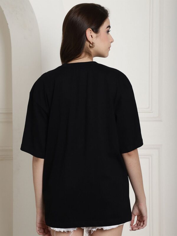 Women Graphic Printed Drop-Shoulder Sleeves Cotton Oversized T-Shirt - Image 3