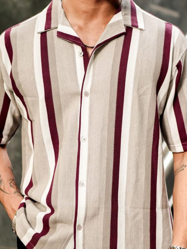 Comfort Striped Oversized Casual Shirt - Image 2