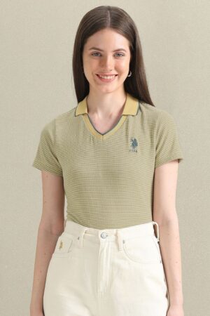 Self Design Polo Collar Short Sleeves Regular T-shirt