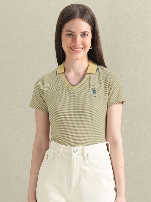 Self Design Polo Collar Short Sleeves Regular T-shirt