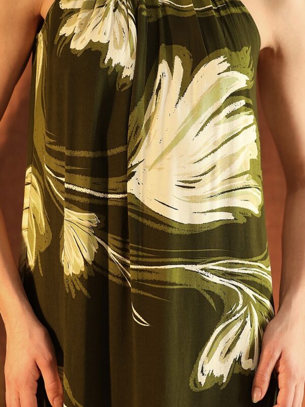 Women Tropical Printed Halter Neck A-Line Felicia Midi Dress - Image 2