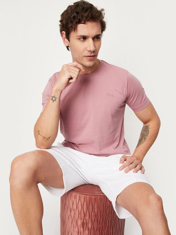 Round Neck Short Sleeves Cotton Lounge Tshirts - Image 3