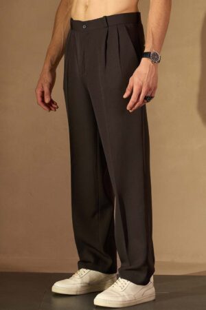 Men Baggy Fit Pleated Trousers