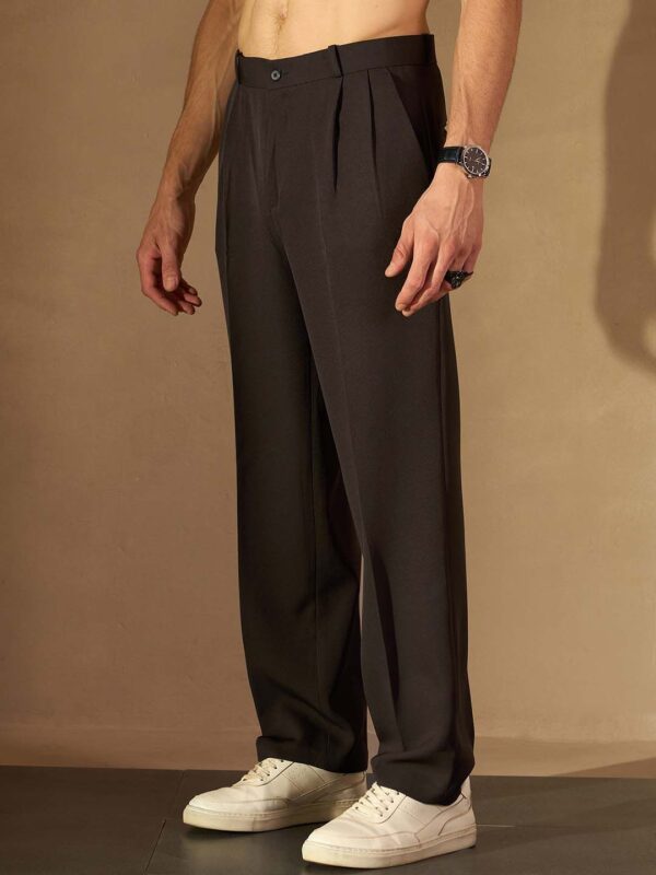 Men Baggy Fit Pleated Trousers