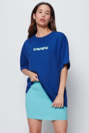 Bewakoof x OFFICIAL GARFIELD MERCHANDISE Lazy Garfield Graphic Printed Oversized T-shirt