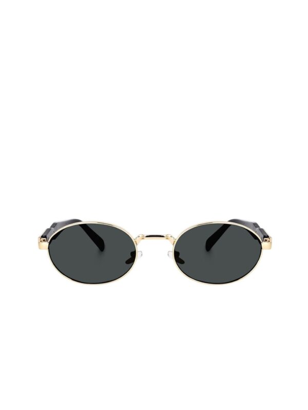 Unisex Oval Sunglasses with UV Protected Lens PUSHPA RAJ V GOLD BLACK - Image 2