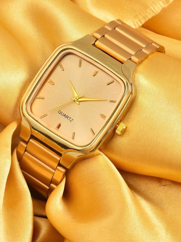 SWADESI STUFF Men Dial & Bracelet Style Straps Analogue Watch SDSSDS 158 GOLD 99 - Image 2