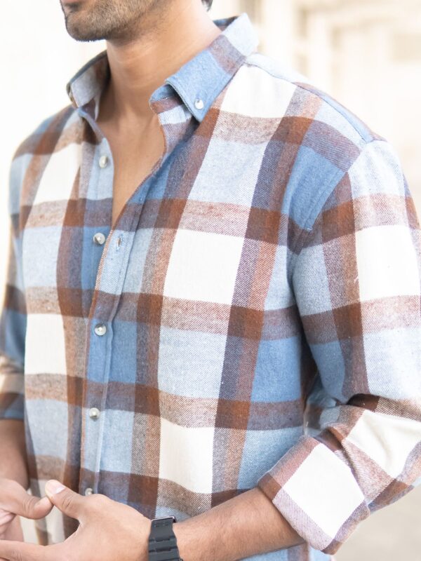 Men Button-Down Collar Checked Cotton Casual Shirt - Image 2