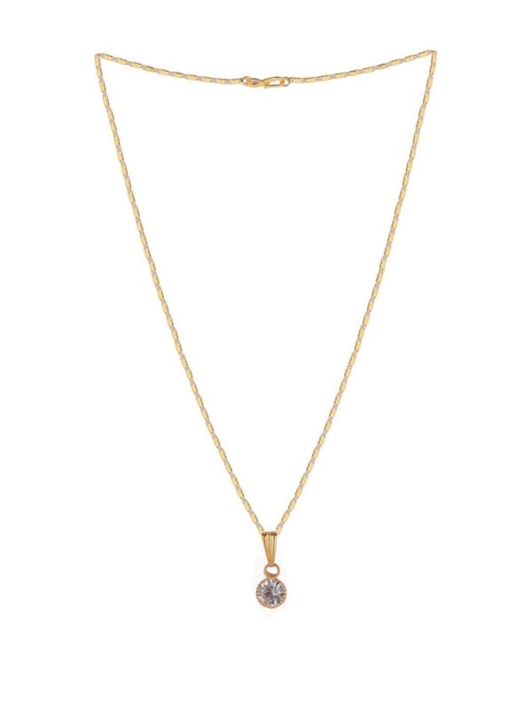 Sangria Gold-Plated Artificial Stones Studded Circular Pendant With Chain - Image 2