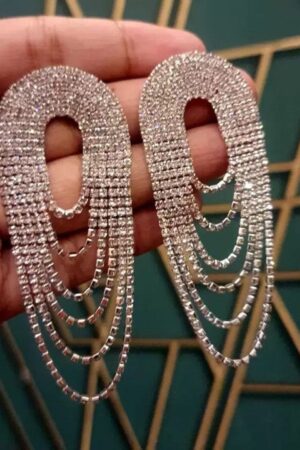 Rhinestone Studded Necklace & Earrings
