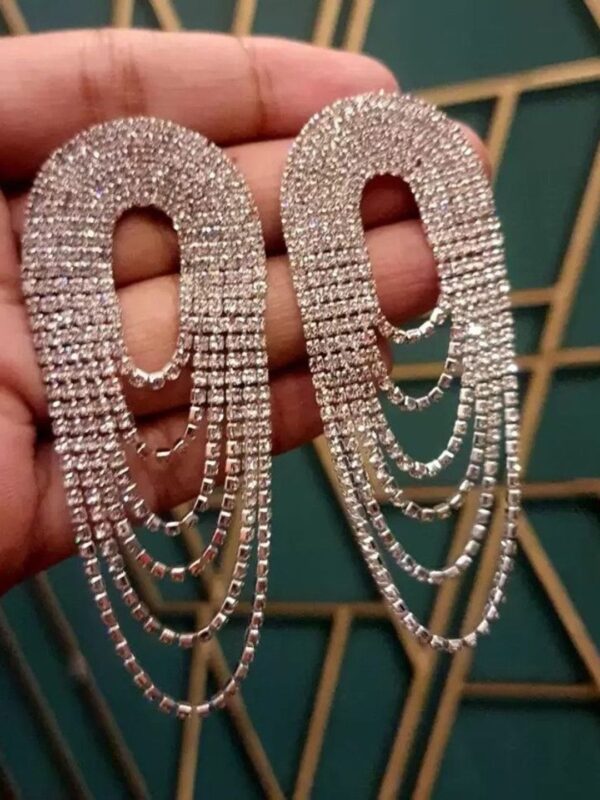 Rhinestone Studded Necklace & Earrings