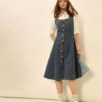 ONLY Solid Denim Fit & Flare Dress
