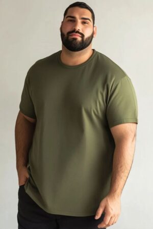 Men Plus Size Solid Cotton T-Shirt