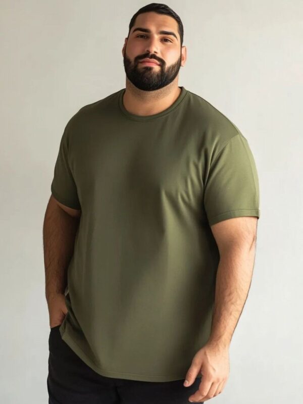 Men Plus Size Solid Cotton T-Shirt