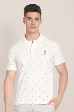 U.S. Polo Assn. Typography Printed Polo Collar Pure Cotton Casual T-Shirt