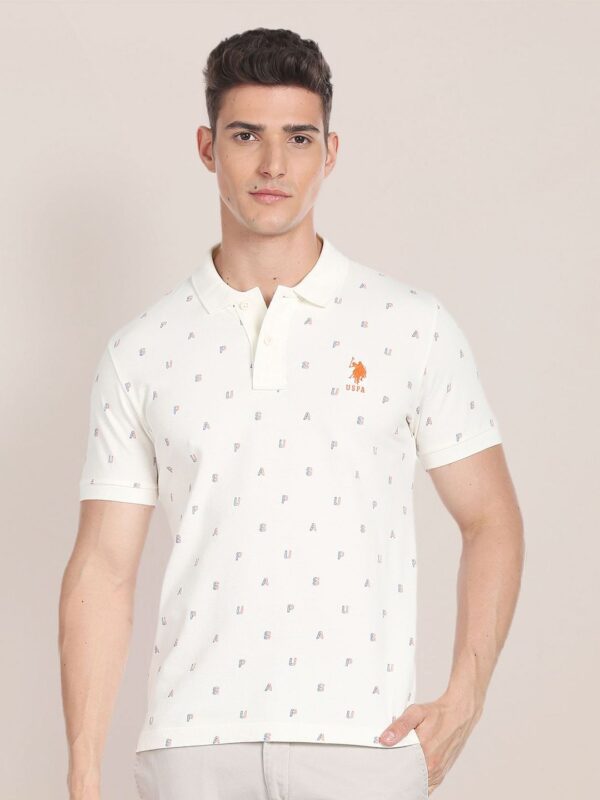 U.S. Polo Assn. Typography Printed Polo Collar Pure Cotton Casual T-Shirt