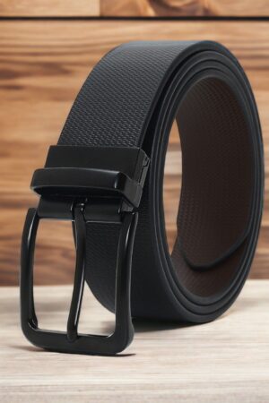CRUSSET Men Textured Leather Reversible Formal Belt