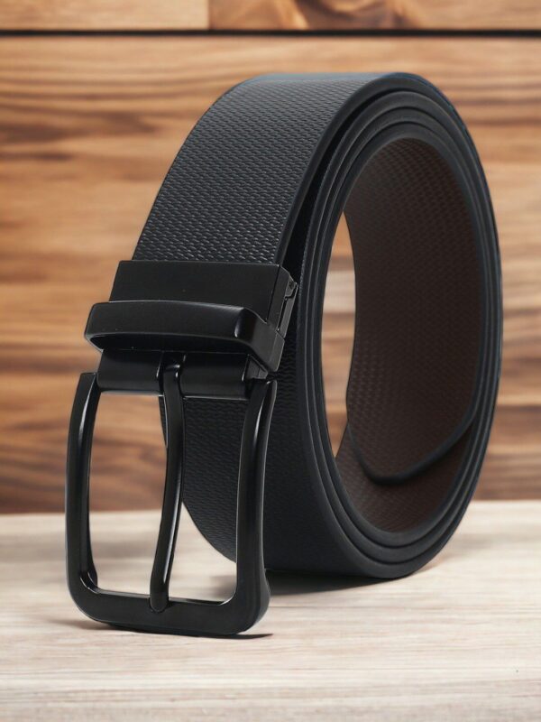 CRUSSET Men Textured Leather Reversible Formal Belt