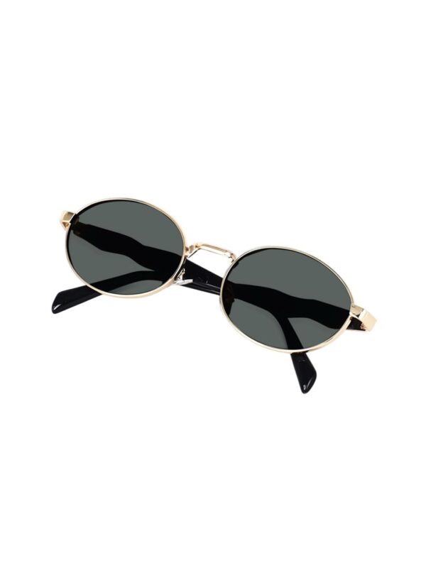 Unisex Oval Sunglasses with UV Protected Lens PUSHPA RAJ V GOLD BLACK - Image 3