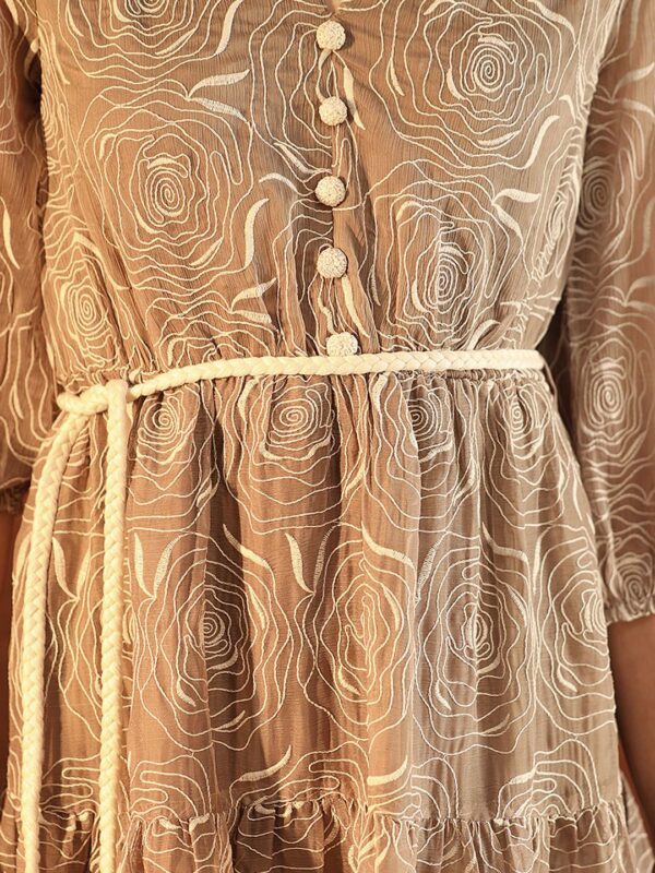 NEW Kazo Gwyneth Women Self Design Embroidered Belted Fit & Flare Dress - Image 2