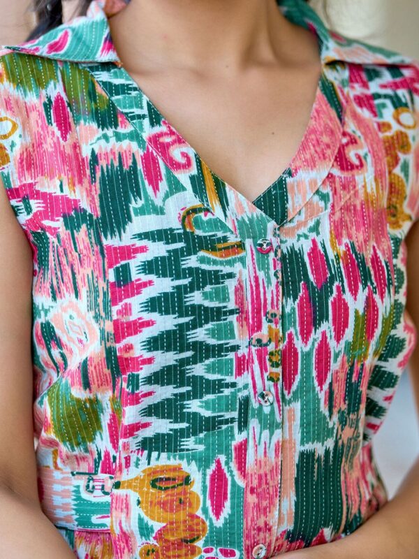Floral Printed Cotton Fit & Flare Dress - Image 2