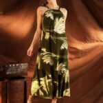 Women Tropical Printed Halter Neck A-Line Felicia Midi Dress