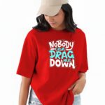 Typography Printed Round Neck Cotton Oversized T-shirt