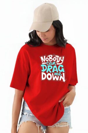 Typography Printed Round Neck Cotton Oversized T-shirt