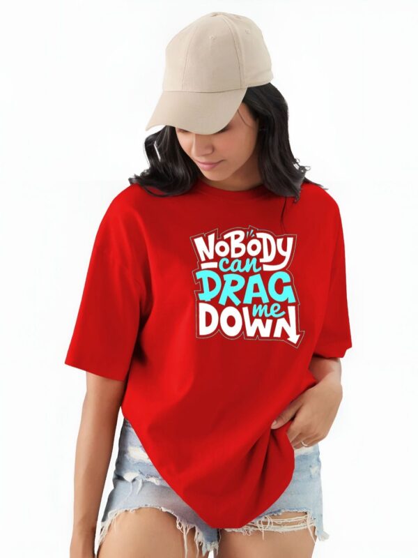 Typography Printed Round Neck Cotton Oversized T-shirt