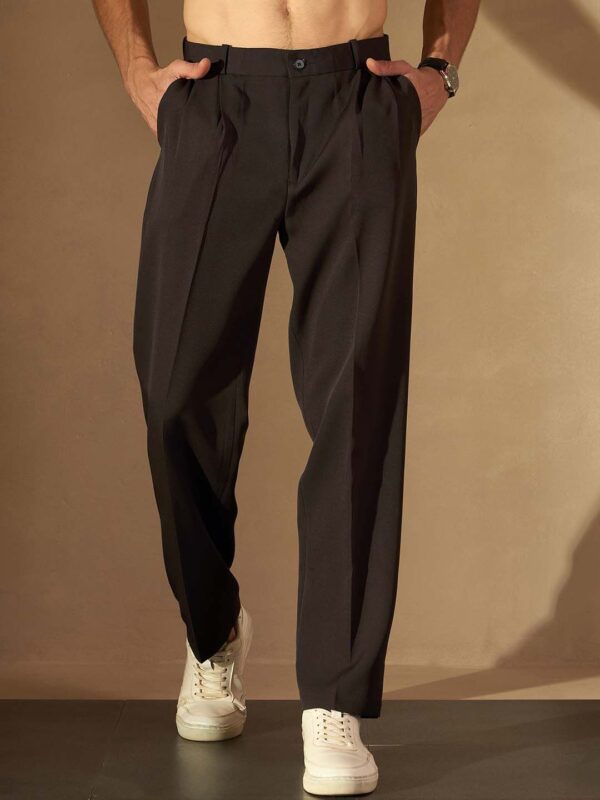 Men Baggy Fit Pleated Trousers - Image 4