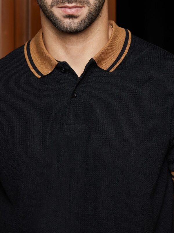 Campus Sutra Men Solid Polo Collar Cotton T-shirt - Image 3