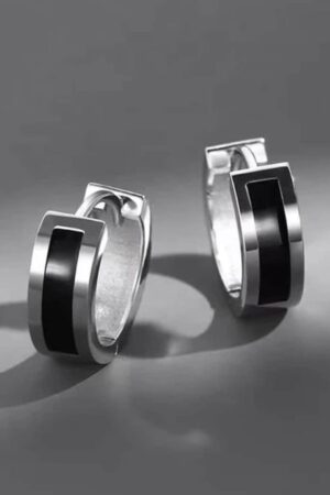 Men Stainless Steel Circular Hoop Earrings
