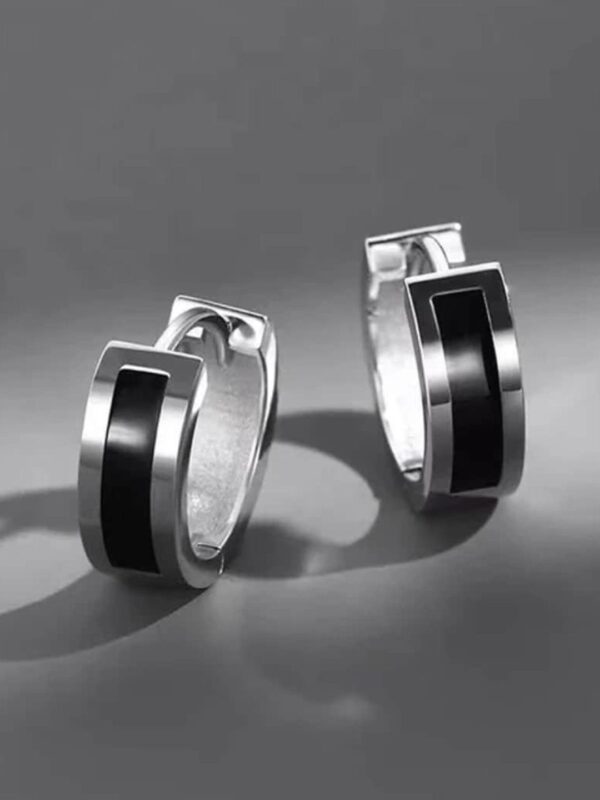 Men Stainless Steel Circular Hoop Earrings