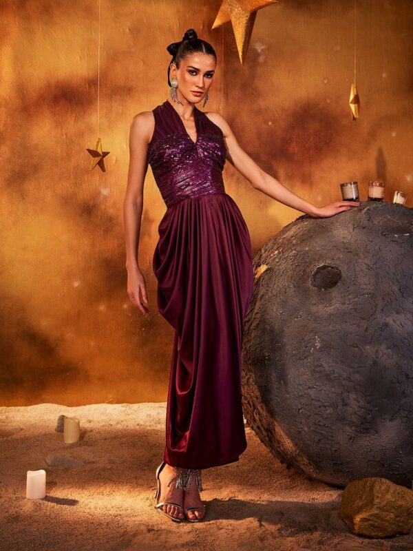 HOUSE OF FETT Embellished Satin Maxi Dress