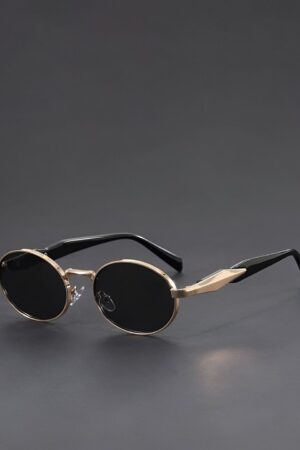 Unisex Oval Sunglasses with UV Protected Lens PUSHPA RAJ V GOLD BLACK