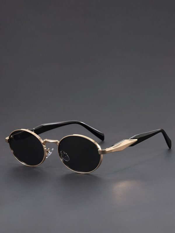 Unisex Oval Sunglasses with UV Protected Lens PUSHPA RAJ V GOLD BLACK