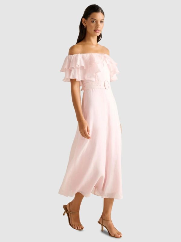 Forever New Women Off-Shoulder Flutter Sleeve Fit and Flare Midi Dress - Image 3