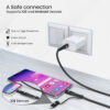 Portronics Lightning Cable 2 A 1.2 m Konnect J6 60W 2-in-1 (Type C to 8 PIN + Type-C)  (Compatible with Smartphones, Tablet, Black, One Cable) - Image 3