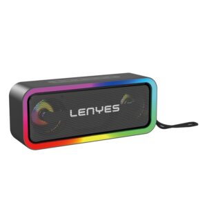 Lenyes S225, Wireless Bluetooth Portable Speaker, 20W Sound, 360 Degree RGB LED Lights