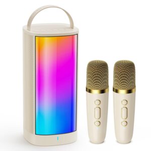 JYX Karaoke Machine with 2 Wireless Microphones for Adults and Kids, Stylish Karaoke Microphone Wireless System with DJ Lights